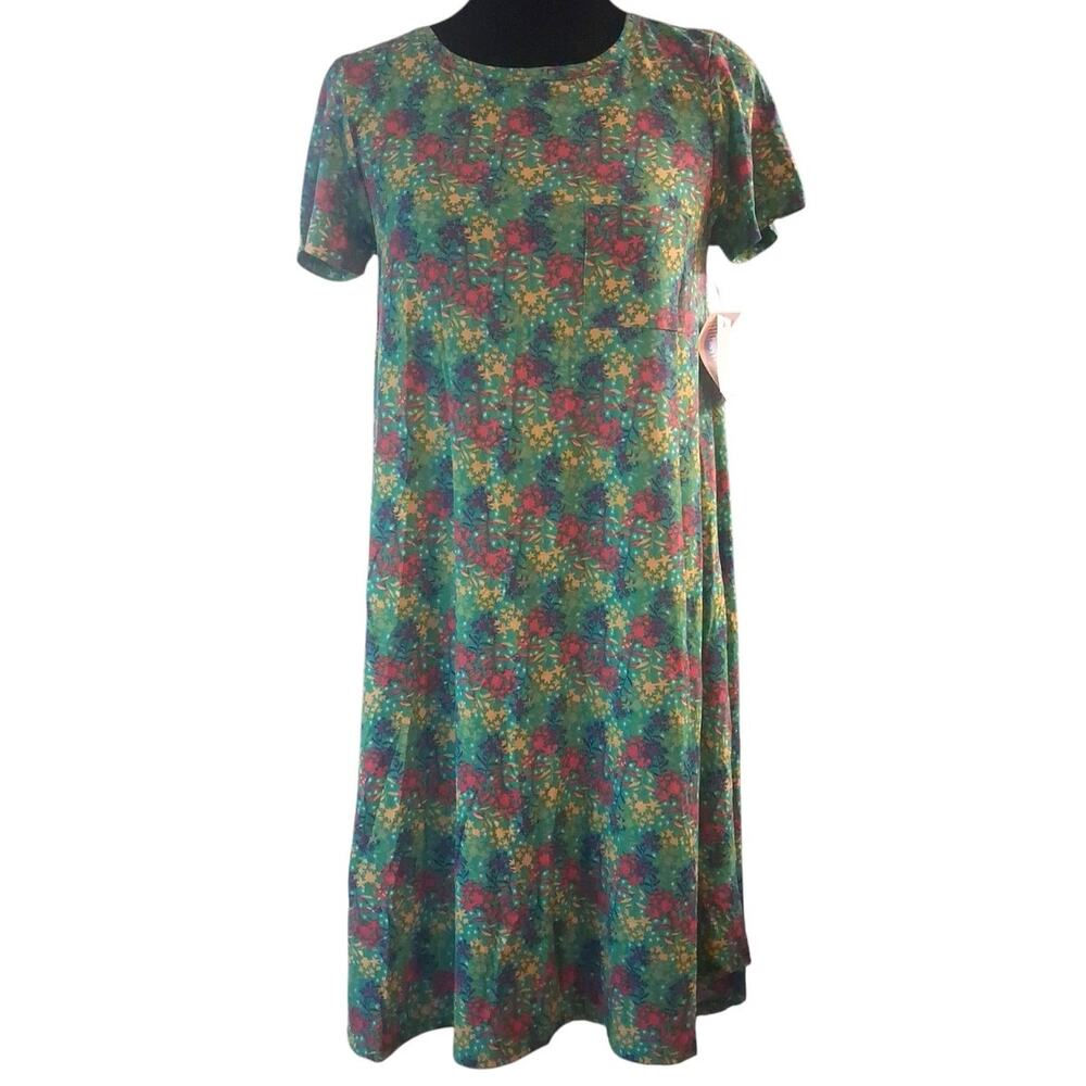 LuLaRoe CARLY High-Low Hemline Dress Patch Pocket Relaxed Fit Soft Women Sz XS
